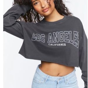 forever 21 los angeles cropped long sleeve tee